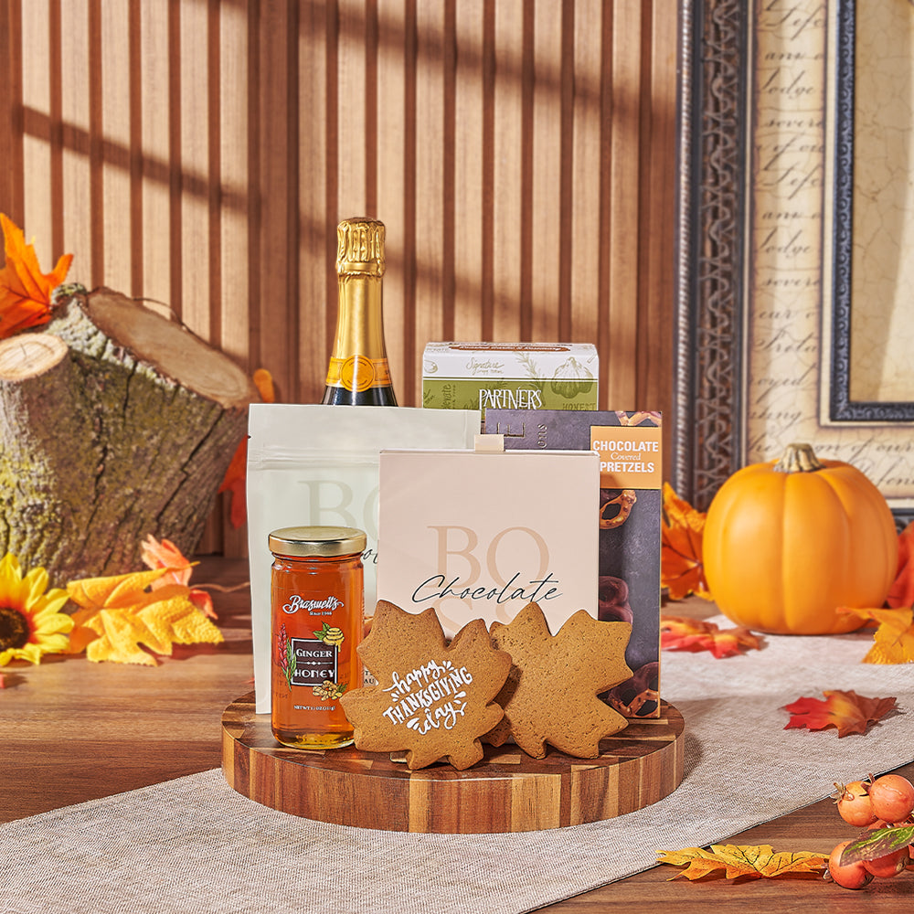 Thanksgiving Celebration &amp; Treats Basket, thanksgiving gift, thanksgiving, chocolate gift, chocolate, champagne gift, champagne, sparkling wine gift, sparkling wine, Ottawa delivery