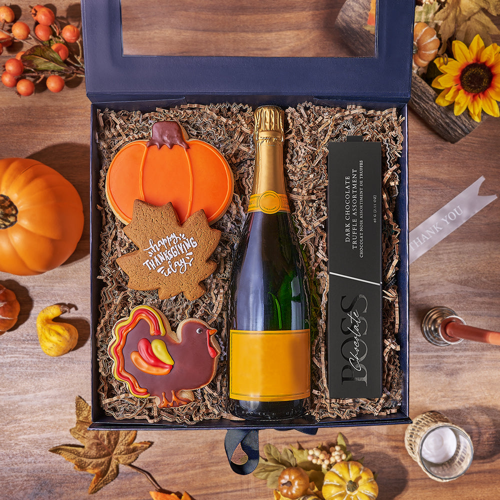 Thanksgiving Champagne &amp; Treat Box, champagne gift, champagne, sparkling wine gift, sparkling wine, cookie gift, cookie, thanksgiving gift, thanksgiving, Ottawa delivery