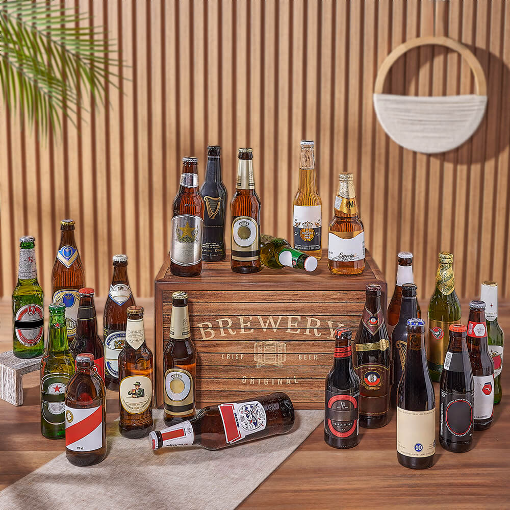 Assorted 24 Beers Brewery Wooden Box Gift Basket – how the gift is presented