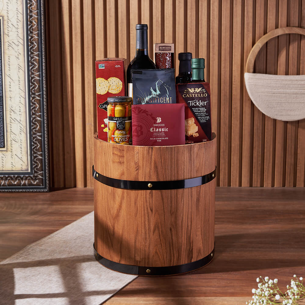 Ultimate Wine &amp; Cheese Barrel, wine gift, wine, cheese gift, cheese, charcuterie gift, charcuterie, Ottawa delivery