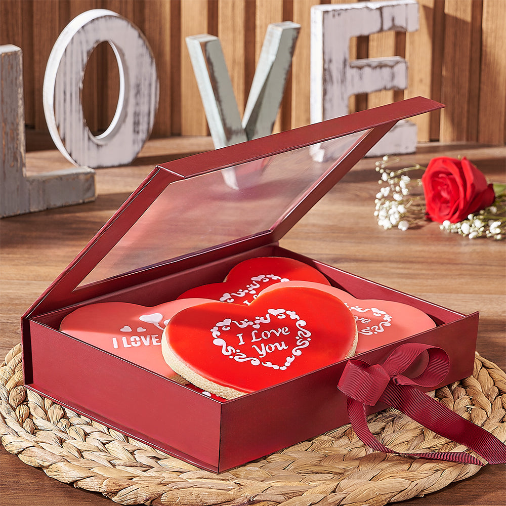 Valentine's Day Handcrafted Heart Sugar Cookies Box – how the gift is presented