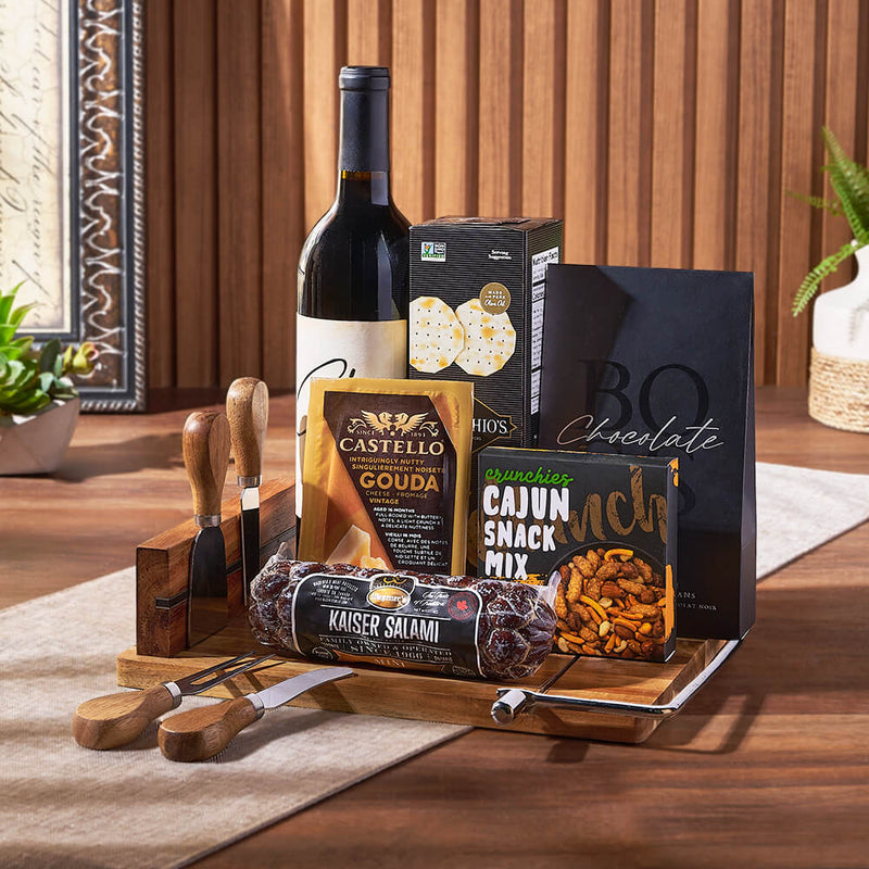 Warm Wishes Wine & Cheese Basket, wine gift, wine, cheese gift, cheese, charcuterie gift, charcuterie, Ottawa delivery