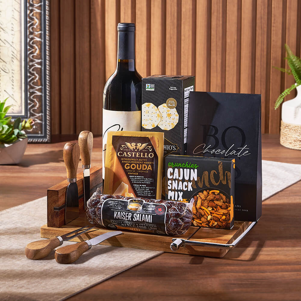 Warm Wishes Wine &amp; Cheese Basket, wine gift, wine, cheese gift, cheese, charcuterie gift, charcuterie, Ottawa delivery