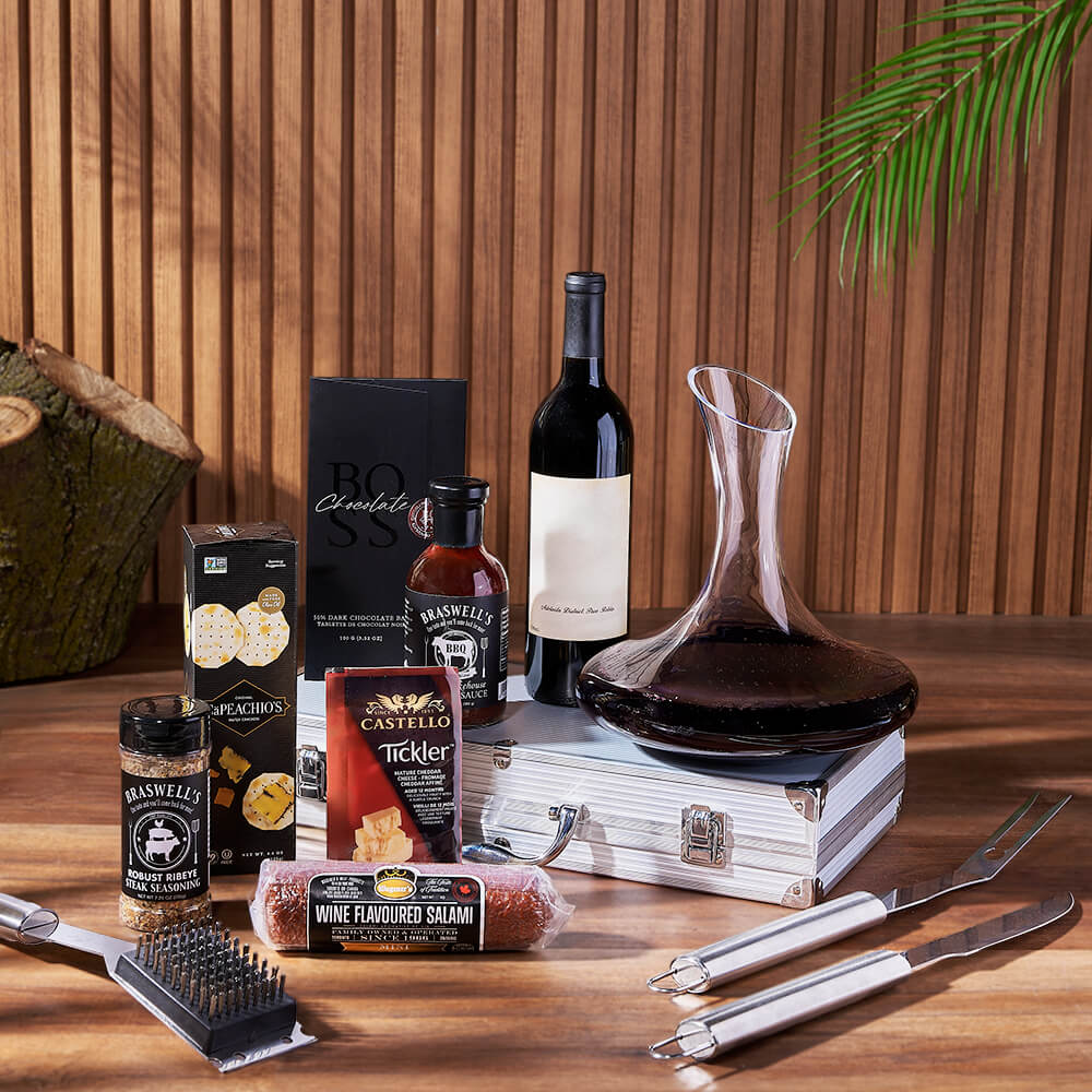 Wine &amp; BBQ Gift Set, wine gift, wine, grilling gift, grilling, decanter gift, decanter, charcuterie gift, charcuterie, Ottawa delivery