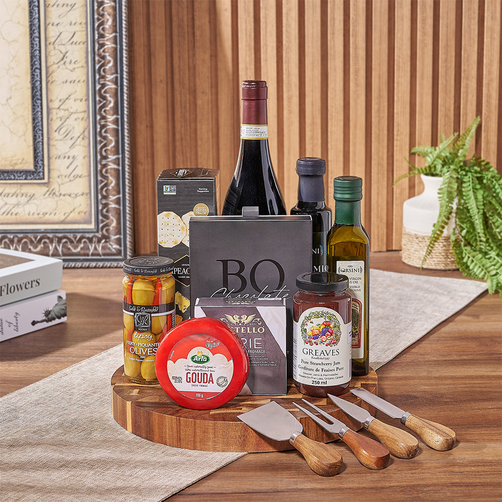Wine &amp; Cheeseboard Gift, wine gift, wine, chocolate gift, chocolate, cheese gift, cheese, charcuterie gift, charcuterie, Ottawa delivery