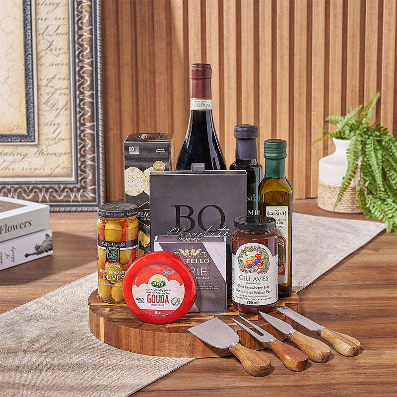 Wine & Cheeseboard Gift, wine gift, wine, chocolate gift, chocolate, cheese gift, cheese, charcuterie gift, charcuterie, Ottawa delivery