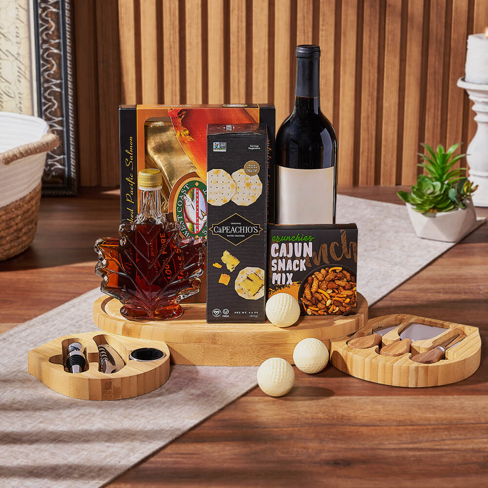 Wine &amp; Golf Cheese Board, wine gift, wine, salmon gift, salmon, seafood gift, seafood, golf gift, golf, Ottawa delivery
