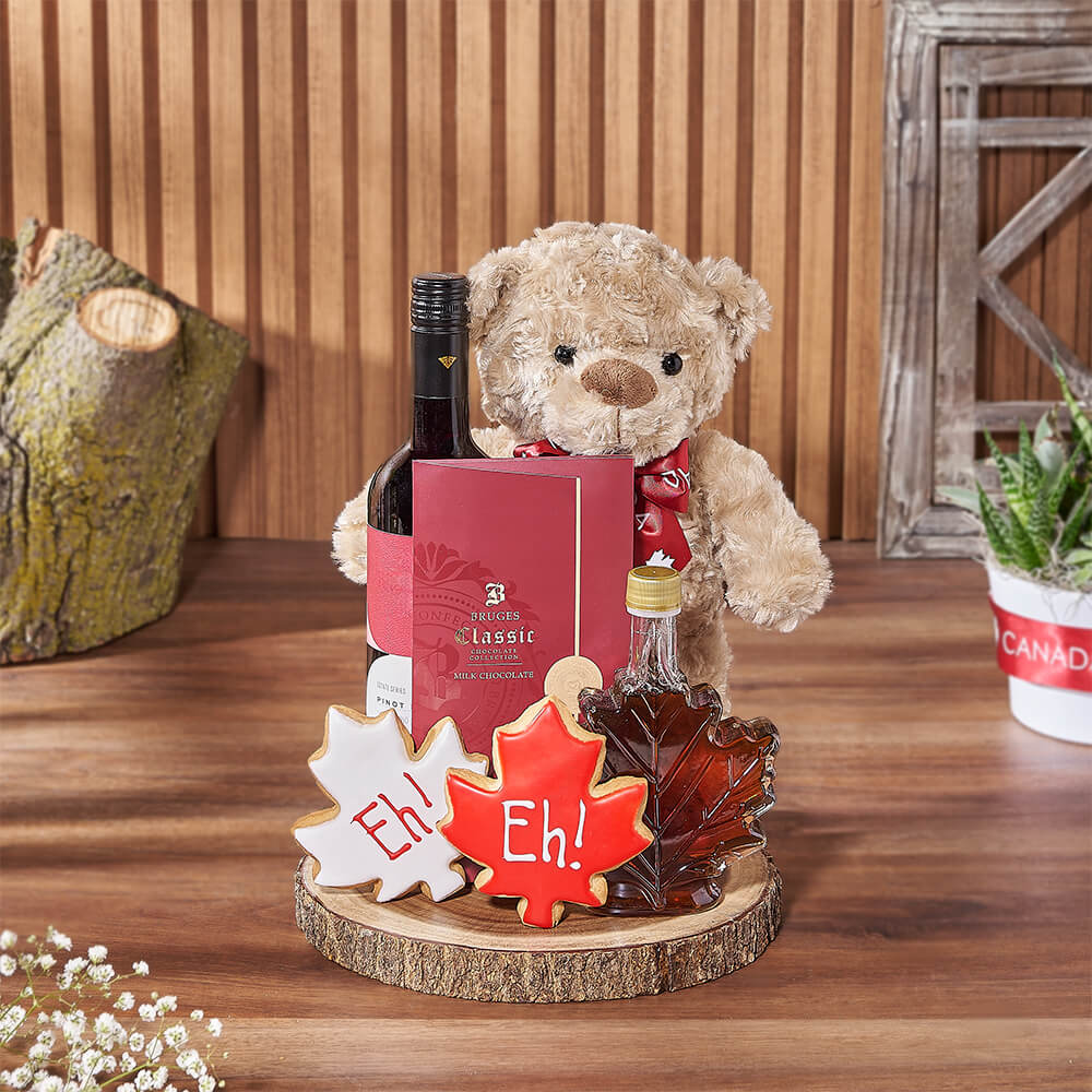 Wine &amp; Teddy Canada Day Gift, wine gift, wine, canada day gift, canada day, cookie gift, cookie, plush gift, plush, Ottawa delivery