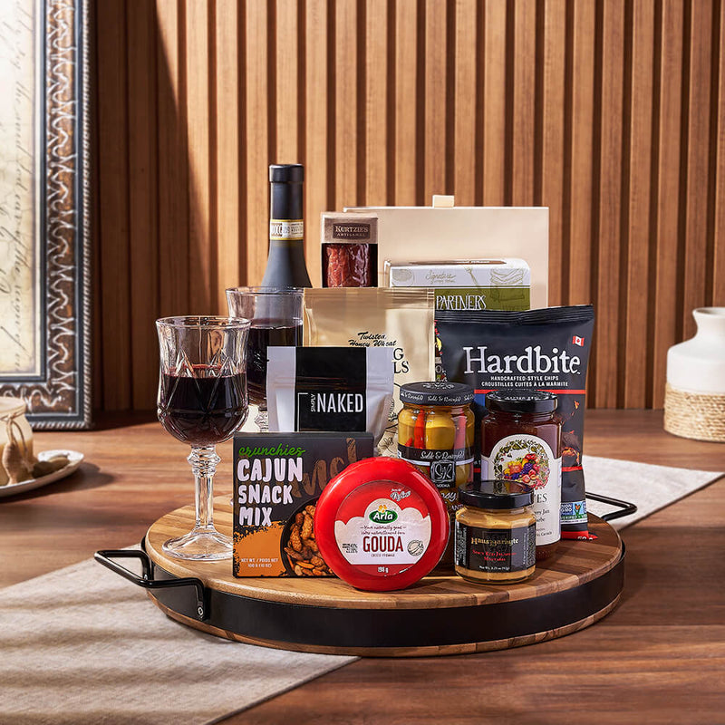 Wish You Success Wine & Goodies Gift Basket, wine gift, wine, charcuterie gift, charcuterie, cheese gift, cheese, Ottawa delivery