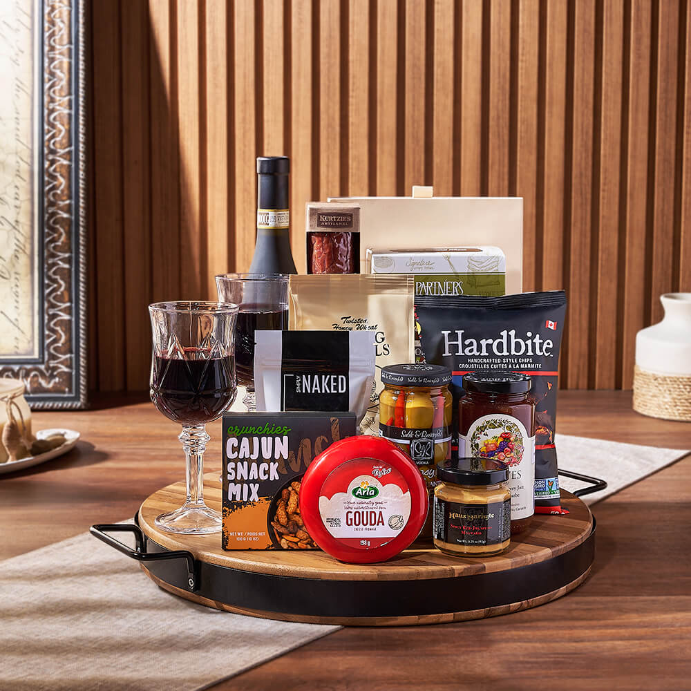 Wish You Success Wine & Goodies Gift Basket, wine gift, wine, charcuterie gift, charcuterie, cheese gift, cheese, Ottawa delivery