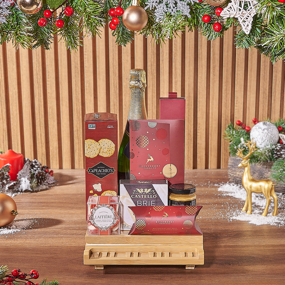 Yuletide Champagne &amp; Snack Basket, christmas gift, christmas, champagne gift, champagne, Ottawa delivery