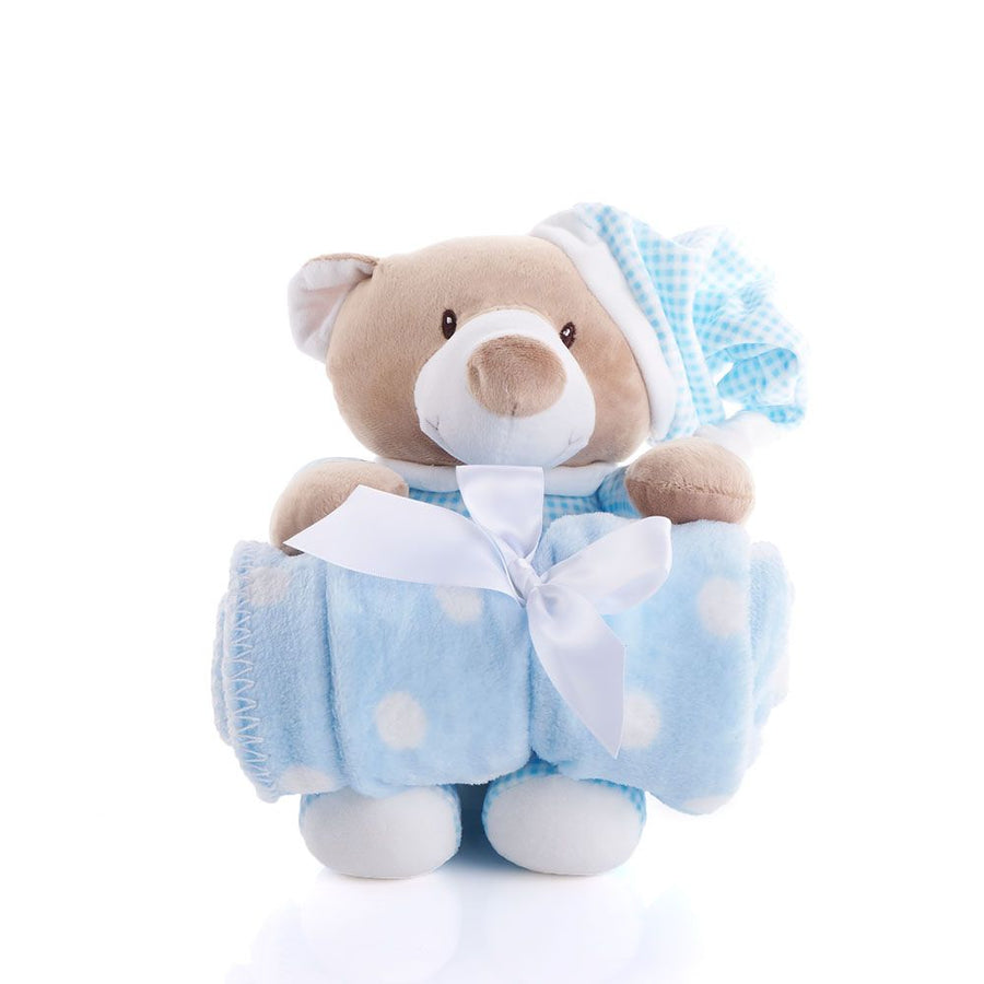 Blue Hugging Blanket Bear from Ottawa Baskets - Plush Gift - Ottawa Delivery.