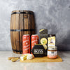 "Bold & Zesty Beer Gift Set" Assorted Gourmet Products with Two Cans of Beer in a Wooden Cutting Board from Ottawa Baskets - Ottawa Delivery