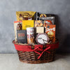 "Crunch & Flavor Gourmet Feast" A bottle of Wine with Assorted Gourmet Products in a Basket from Ottawa Baskets - Ottawa Delivery