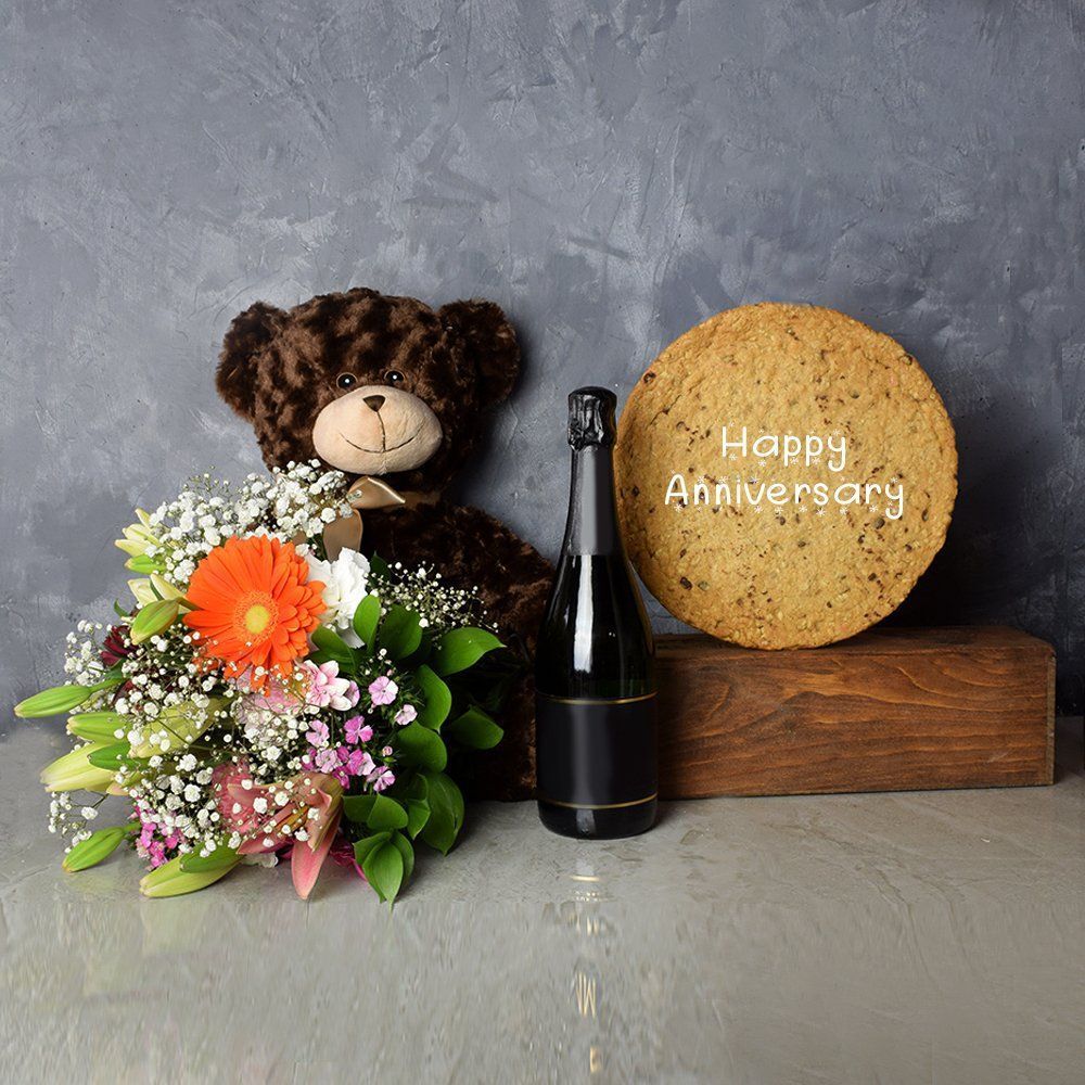 Happy Anniversary Cookie &amp; Champagne Gift Set from Ottawa Baskets - Ottawa Delivery