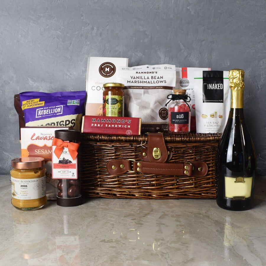 "Kosher Champagne & Treats Basket" Assorted Delectable Kosher Treats and a Bottle of Champagne from Ottawa Baskets - Ottawa Delivery