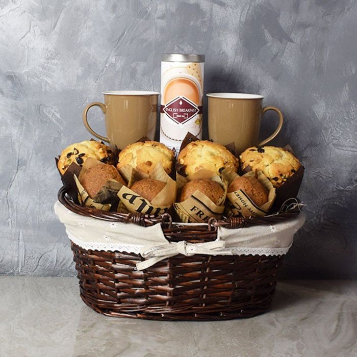 "Morning Glory Muffin Gift Basket" A set of Muffins with Tea and Two Mugs from Ottawa Baskets - Ottawa Delivery