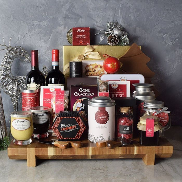 Opulent Christmas Wine & Chocolate Gift Basket from Ottawa Baskets - Wine Gift Basket - Ottawa Delivery.