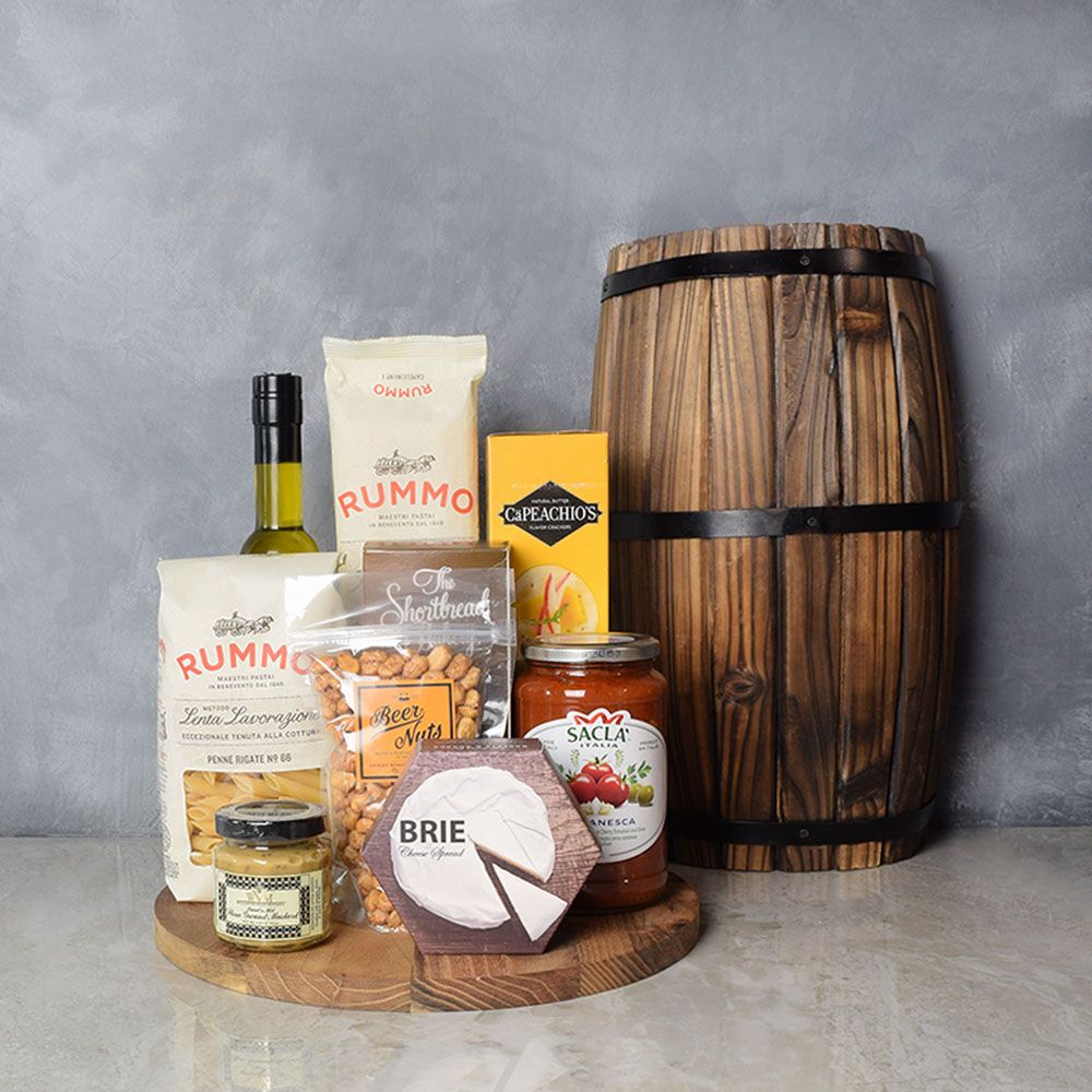 Brie Cheese and Puttanesca Pasta Artisan Gift Collection – how the gift is presented