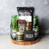 "Six Pack & Snack Gift Set" 6 beers with Mustard, Chips, Olives and Pepperoni in a Cutting Board from Ottawa Baskets - Ottawa Delivery