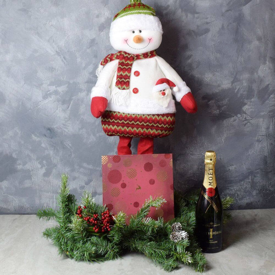 With the Snowman & Gourmet Chocolates with Champagne Gift Set, send your loved ones a reason to celebrate and the perfect way to do so! Champagne is a wonderful way to make every occasion extra special and with this holiday set, your friends and family can enjoy a celebration on you from Ottawa Baskets - Ottawa Delivery