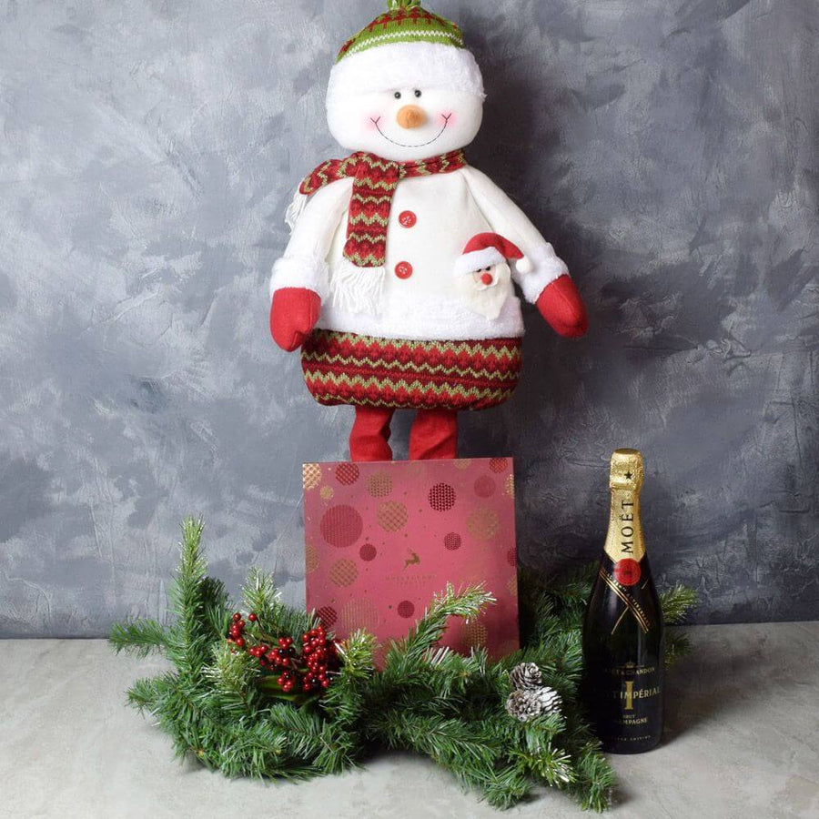 Snowman & Gourmet Chocolates with Champagne Gift Set from Ottawa Baskets - Holiday Champagne Gift Set - Ottawa