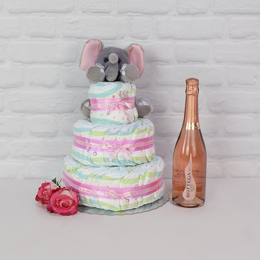 The Diaper Gateau Gift Set with Champagne from Ottawa Baskets - Baby Gift Basket - Ottawa Delivery